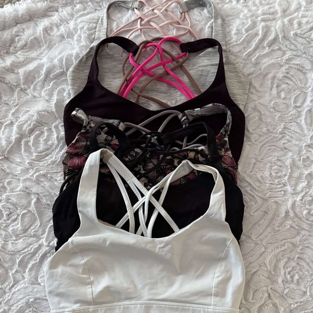 lululemon athletica Strappy Sports Bras in Black, White, Pink, and Floral